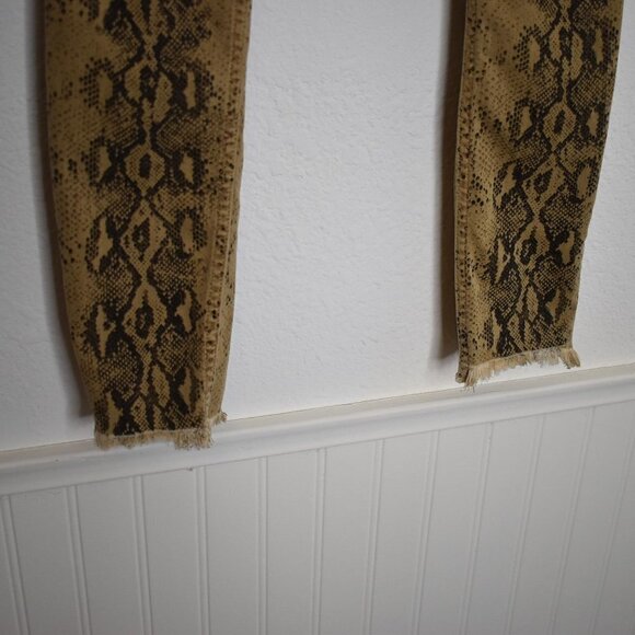 Zara Python Snake Pants Jeans Sz 2 Stretchy High Rise Skinny Ankle Grunge Rock - Picture 6 of 16